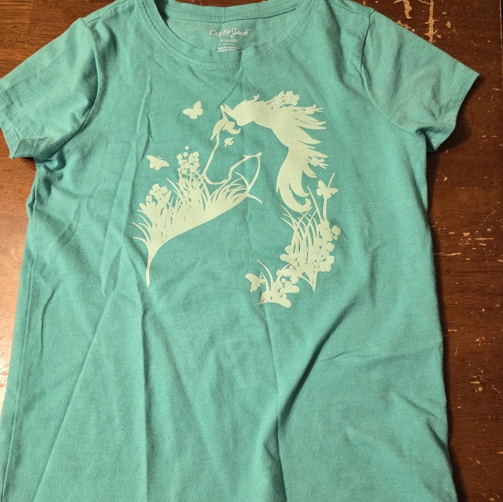 Cat & Jack Teal T-Shirt with Graphic Design
